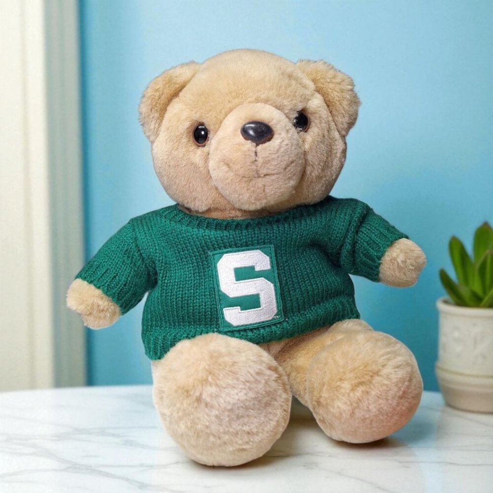 Spartan Sweater Bear atoy Stuffed Animal‎ Small 9 Inch Green Michigan State